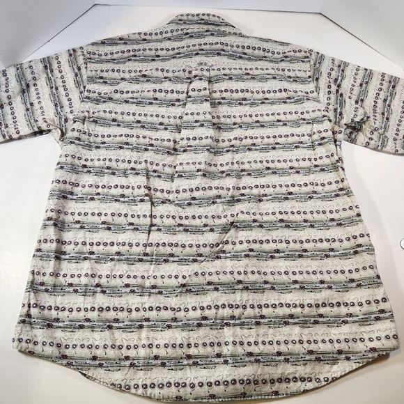 WOOLRICH Mens L Rod & Bouy Short Sleeve Button Down Camp Shirt Outdoor Fishing - Picture 6 of 8